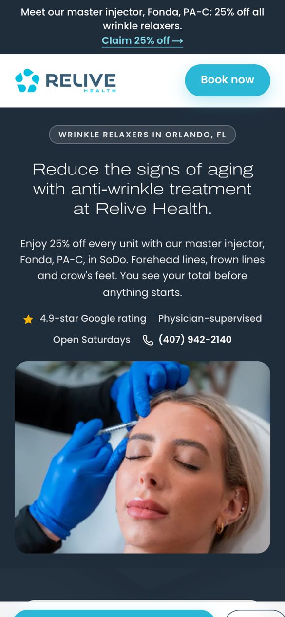 Wrinkle relaxers landing page