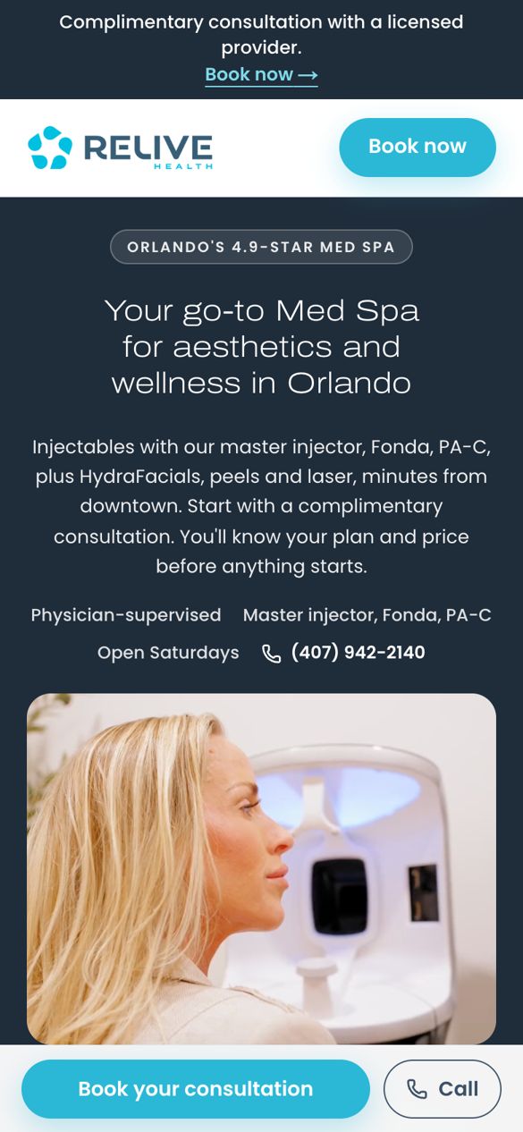 Med spa landing page