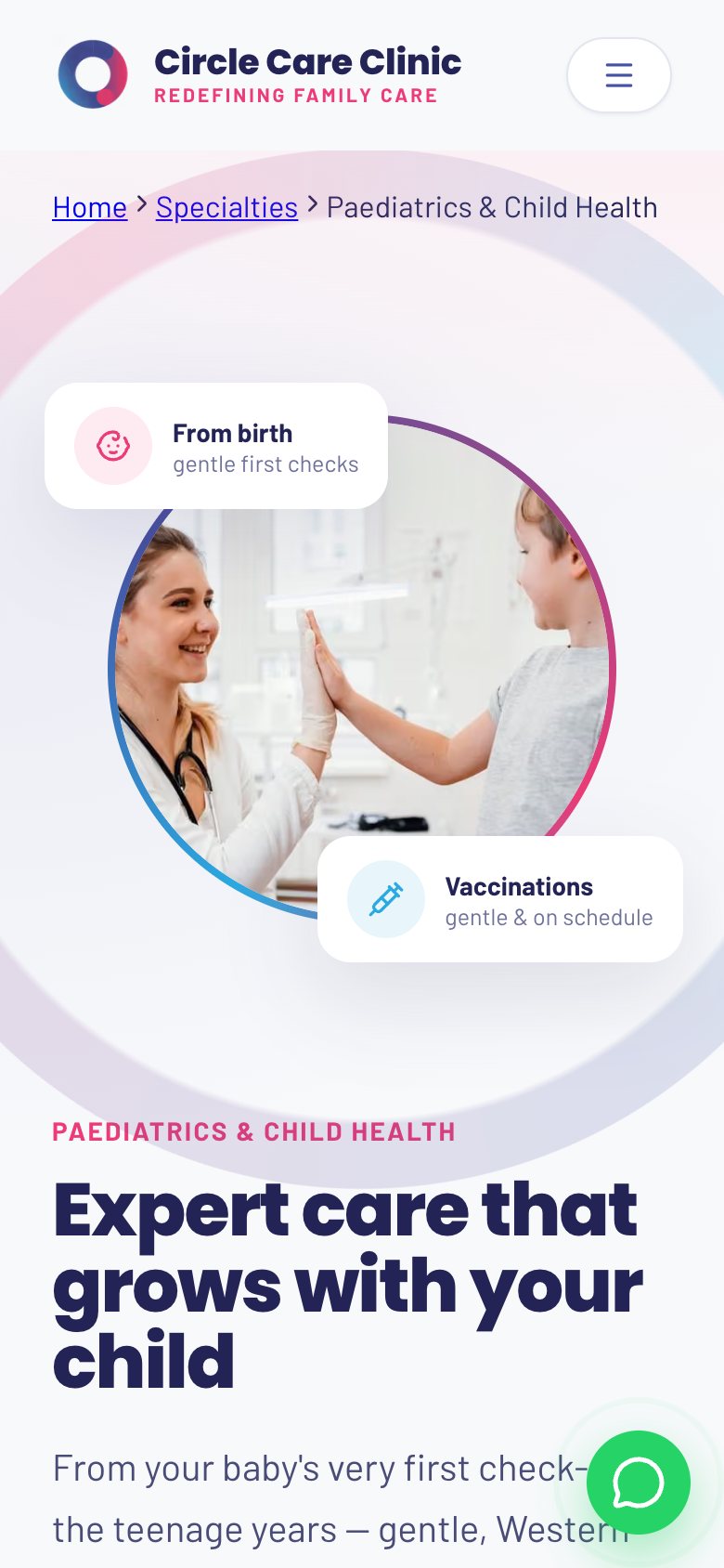 Paediatrics and child health landing page