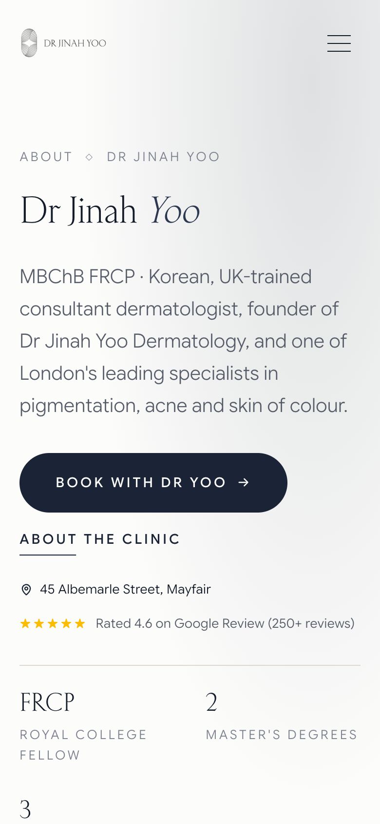 Dr. Jinah Yoo landing page