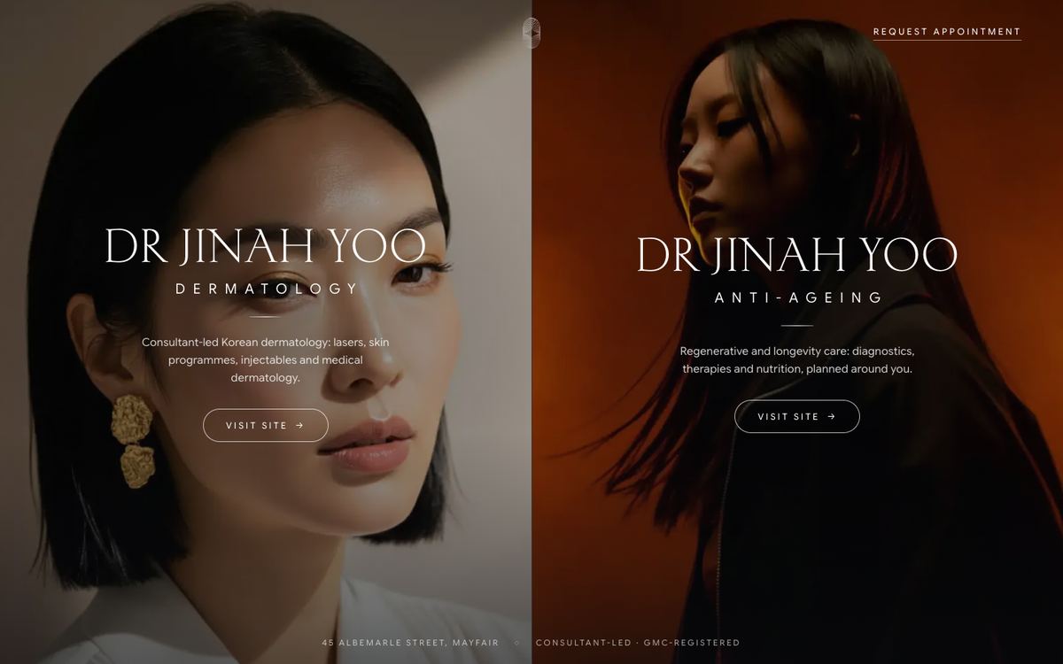 Dr. Jinah Yoo Home landing page, drjinahyoo.com
