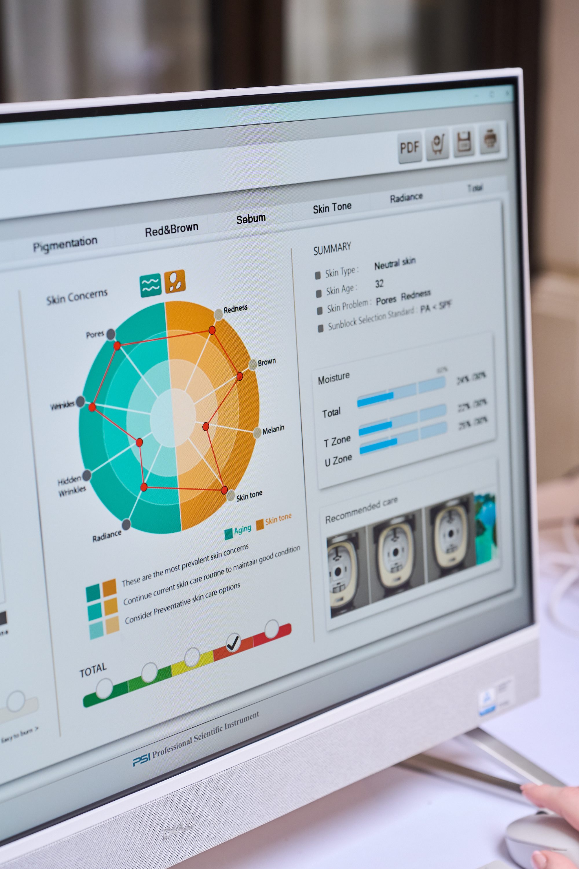 A Mark-Vu skin analysis report on screen