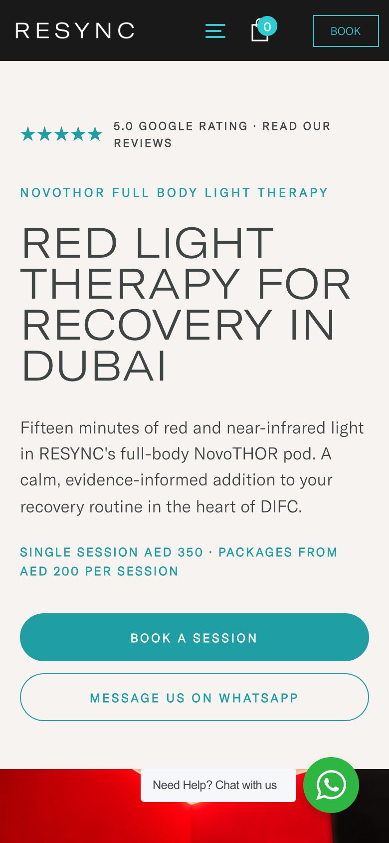 Red light therapy landing page