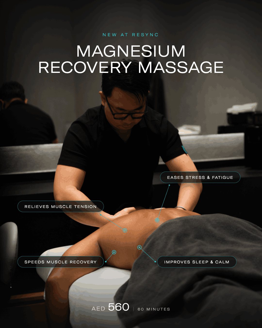 RESYNC Instagram post introducing the magnesium recovery massage