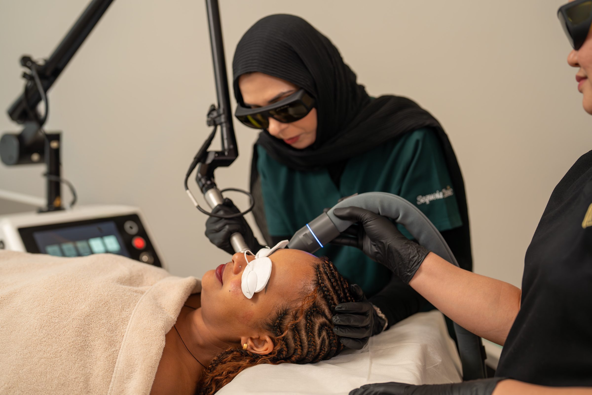 A doctor during a laser treatment